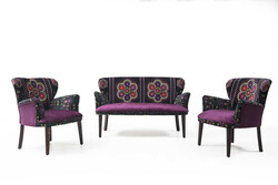 Etnik 3lü Çay Seti Divan Kreslo Dəsti Mor - Vistaso Concept