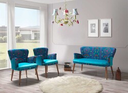 Etnik 3lü Çay Seti Divan Kreslo Dəsti Turkuaz - Vistaso Concept (1)