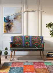 Etnik İki Yerli Divan Siyah-Mavi - Vistaso Concept