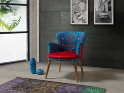 Etnik Kreslo Mavi-Kırmızı - Vistaso Concept