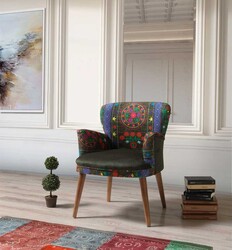 Etnik Kreslo Siyah-Mavi - Vistaso Concept