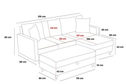 Eva Serisi Yataqlı Açılan Künc Divan Pufikli Sağ Krem - 10