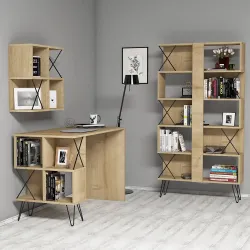 Extra Divar Rəfli Çalışma Masası və Kitab Rəfi Dəsti - Meşə - 2