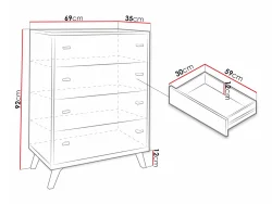 Falco 4 Siyirtməli Komod - Ağ - 5