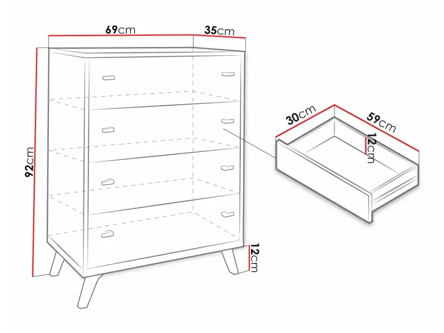 Falco 4 Siyirtməli Komod - Ağ - 5