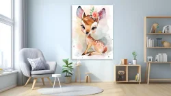 Fawn with Flower Kətan Tablo TB2094 - 3