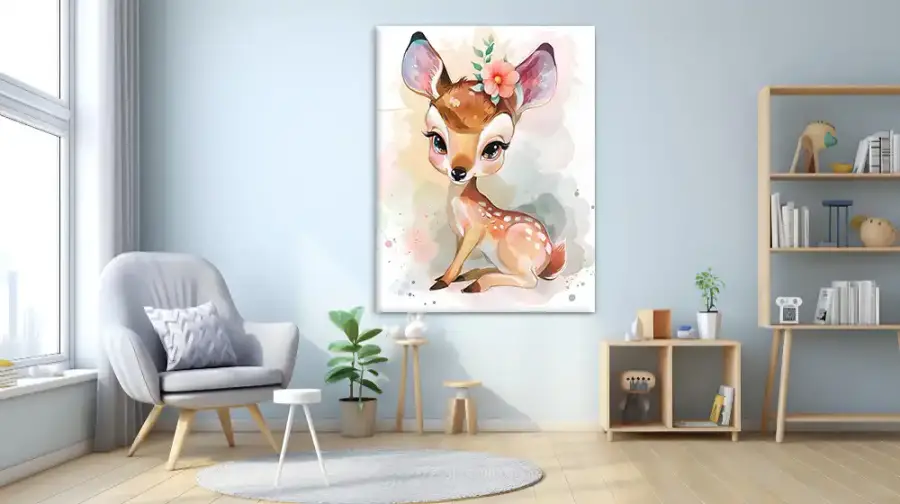 Fawn with Flower Kətan Tablo TB2094 - 3