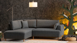 Felix Extra Soft Künc Divan Koyu Gri Sol - Evdebiz