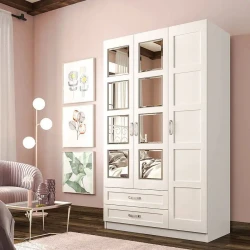 Ferido Güzgülü Geyim Dolabı - Ağ - Decoroom Collection (1)