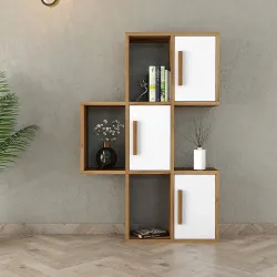 Flora Divar Rəfi, Kitab Rəfi - Cəviz/Ağ - Monteme (1)