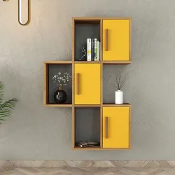 Flora Divar Rəfi, Kitab Rəfi - Cəviz/Sarı - 1