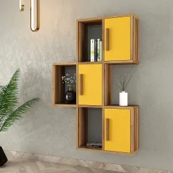 Flora Divar Rəfi, Kitab Rəfi - Cəviz/Sarı - Monteme (1)