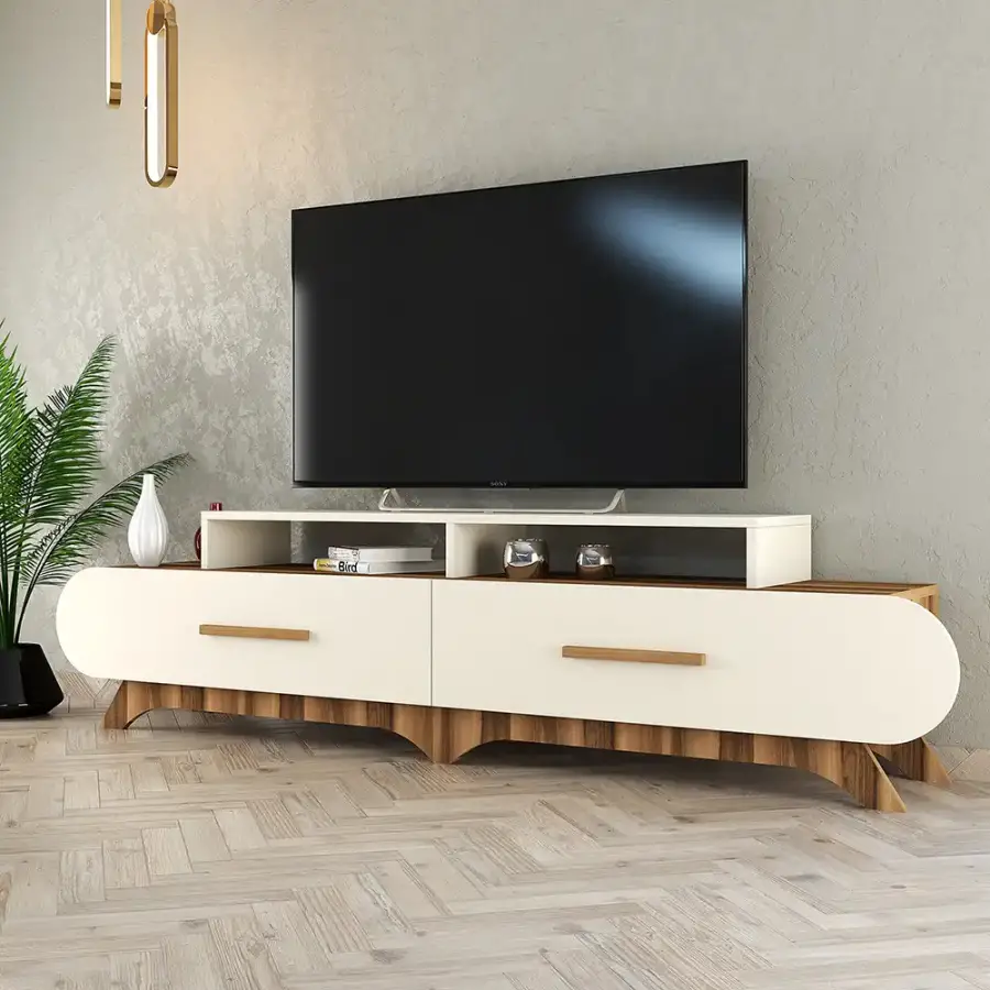 Flora Tv Stend - Cəviz/Krem - 3