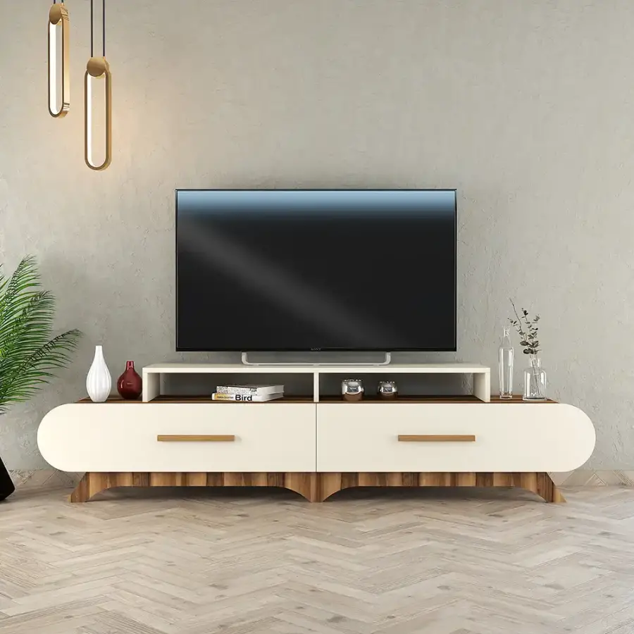 Flora Tv Stend - Cəviz/Krem - 1
