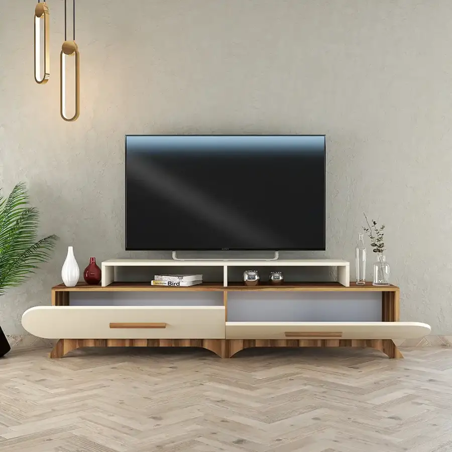 Flora Tv Stend - Cəviz/Krem - 2