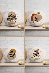 Floral 4'lü Yuvarlak Yastıq Yastıq Üzü 66 - Markaev