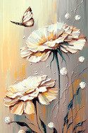 Floral Golden Paint Kətan Tablo - 2
