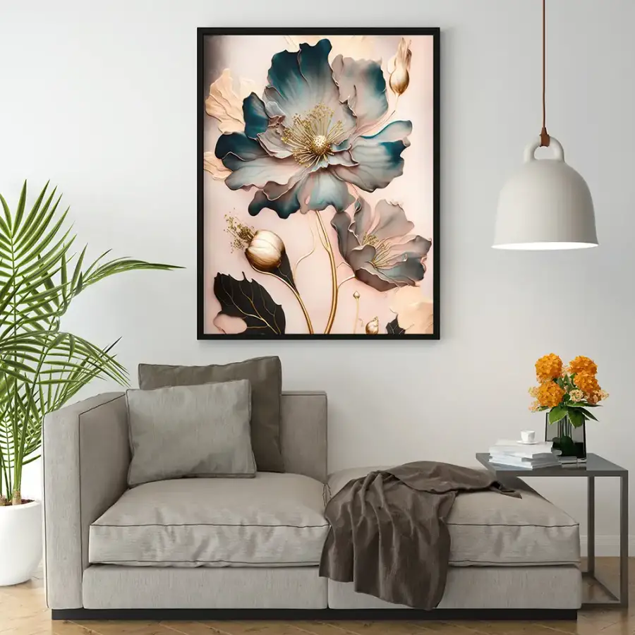 Flower Floral Fluid Kətan Tablo TB1957 - 1