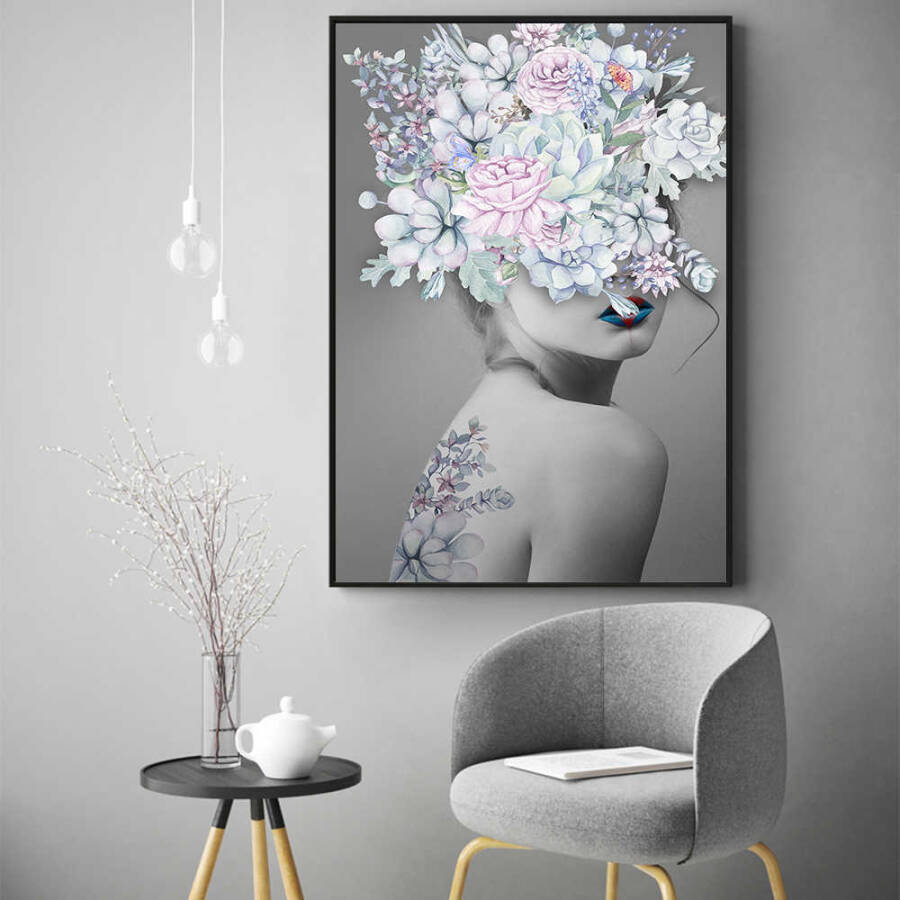 Flower Girl Oil Painting Kətan Tablo TB1444 - 1