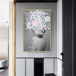 Flower Girl Oil Painting Kətan Tablo TB1444 - 3
