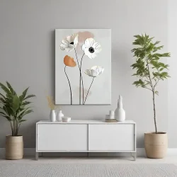 Flowers with Brown and White Kətan Tablo TB2073 - 1
