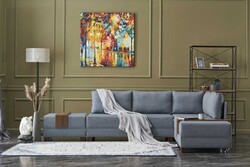 Fly Yataqlı Açılan Künc Divan Mavi Sağ - Evdebiz