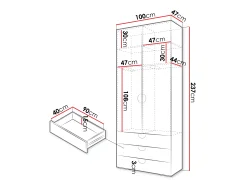 Fogan 2 Qapılı Dolab - Ağ/Gold - 4