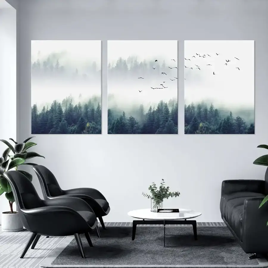 Foggy Forest 3'lü Set Kətan Tablo TB1778S3 - 2