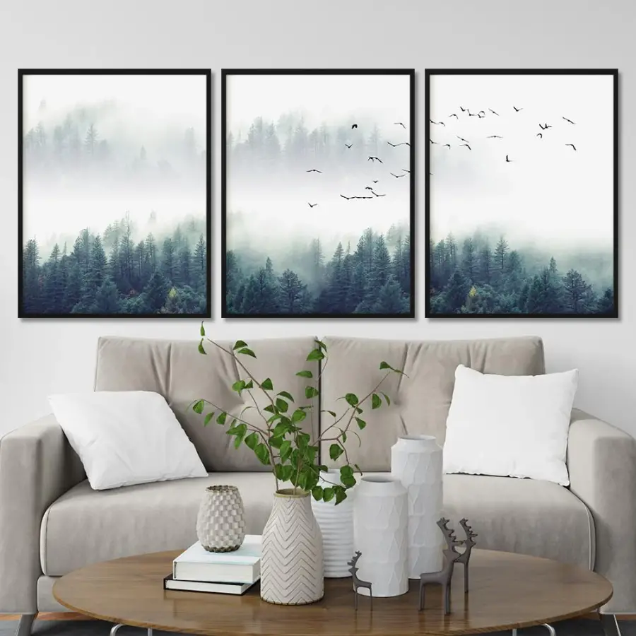 Foggy Forest 3'lü Set Kətan Tablo TB1778S3 - 3