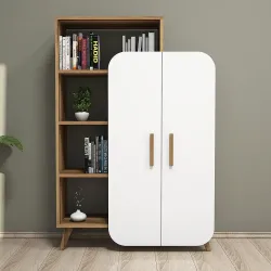 Form Kitab Rəfi, Çox Məqsədli Dolab - Cəviz/Ağ - Monteme (1)