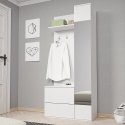 Franco Güzgülü Dəhliz Dolabı - Ağ - Modev