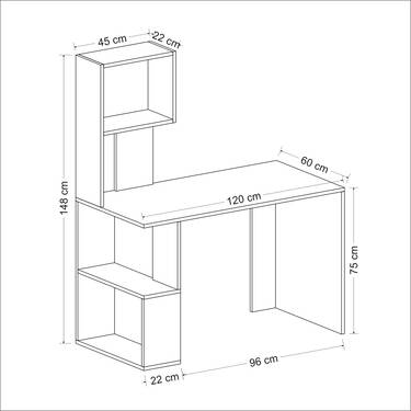 Frido Çalışma Masası - Ağ/Cəviz - 4