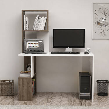 Frido Çalışma Masası - Ağ/Cəviz - 2