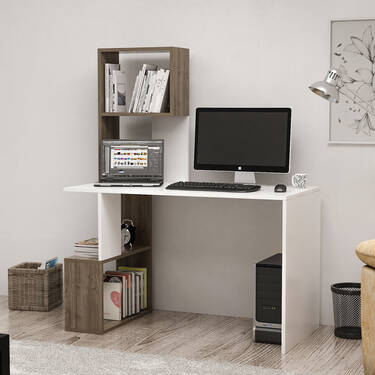 Frido Çalışma Masası - Ağ/Cəviz - 3