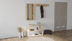 Fulya Rəfli və Asılqanlı Dəhliz Dolabı - Meşə/Ağ - Decoroom Collection