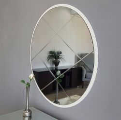 Füme Paxlava Naxışlı Yuvarlaq Güzgü A701 60 cm - Neohome