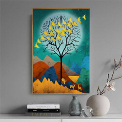 Gazelle and Birds Kətan Tablo - Tabloshop