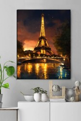 Gece Vakti Eyfel Kulesi Kanvas Tablo - Markaev