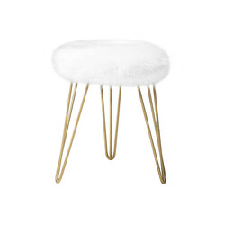 Gigi Peluş Gold Ayaq Pufik - Ağ - Zemhome