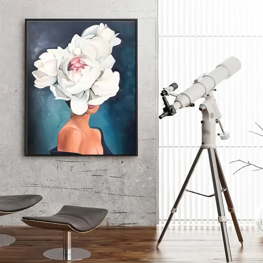 Girls Head Flower Kətan Tablo TB1437 - 1