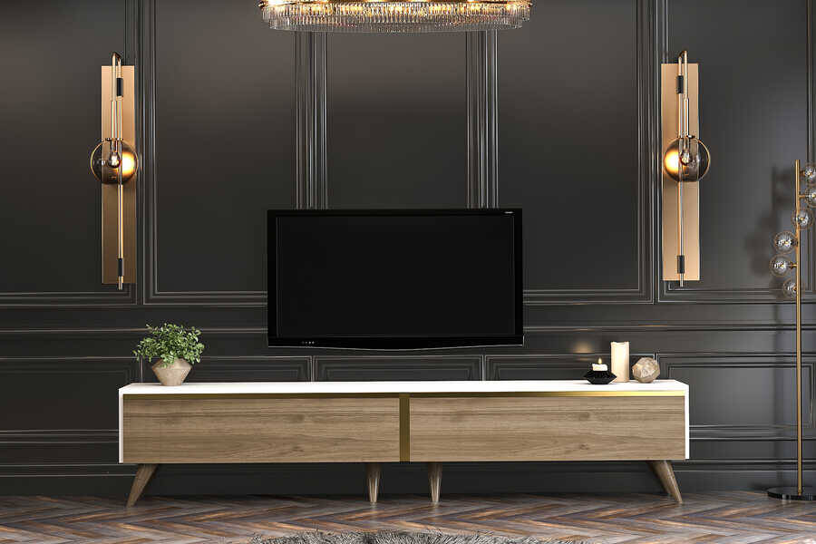 Arges Tv Stend - Ağ/Cəviz - 2