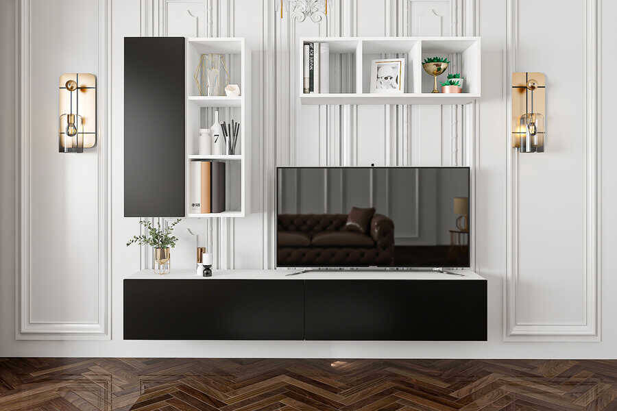 Athens Tv Stend - Ağ/Qara - 1