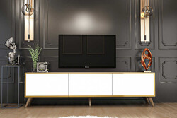 Austin Tv Stend - Ağ/Cəviz - 3