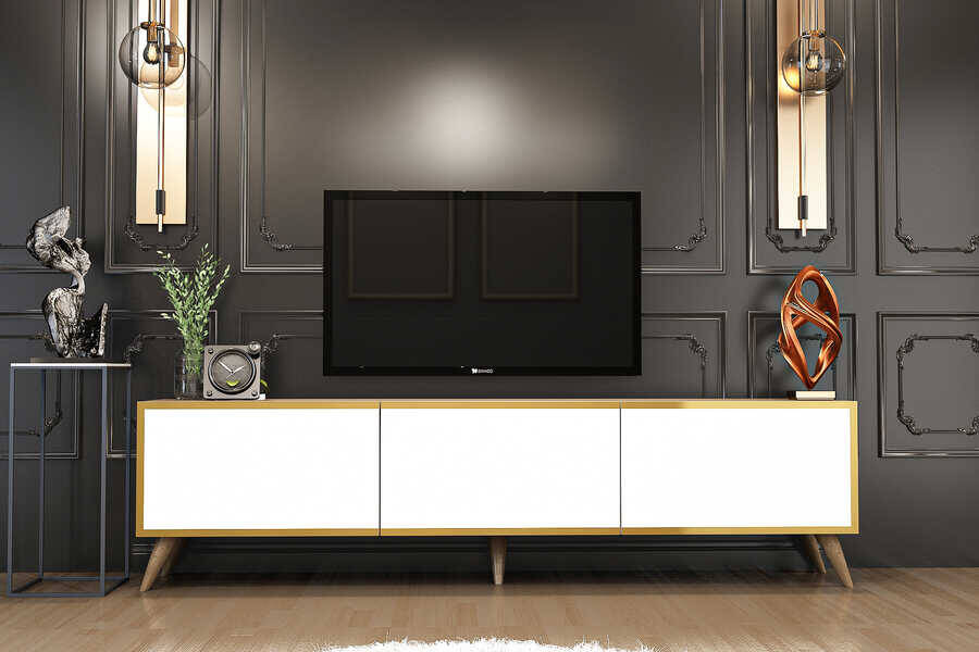 Austin Tv Stend - Ağ/Cəviz - 3