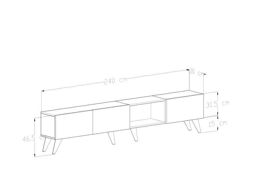 Clarins Tv Stend 240 Cm - Qara/Ceviz - 5