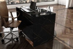 Crow Çalışma Masası - Qara Royal Mermer - Modev