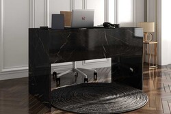 Crow Çalışma Masası - Qara Royal Mermer - Modev (1)