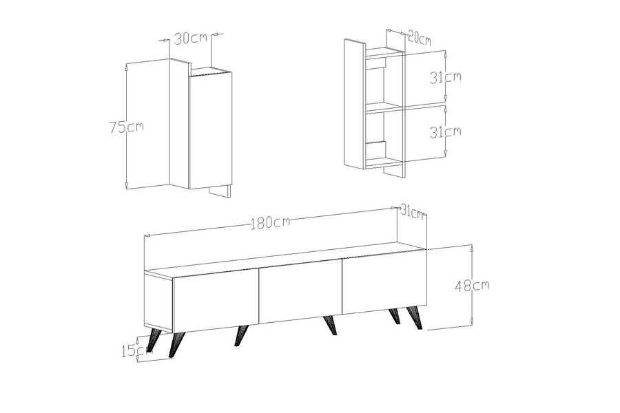Dante Tv Stend - Cəviz/Qara - 4