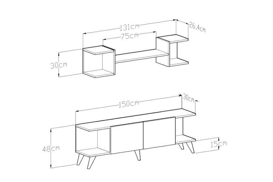 Helion Tv Stend - Ağ/Qara - 4