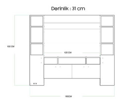 Lash Tv Stend - Cordoba-Ağ - 4